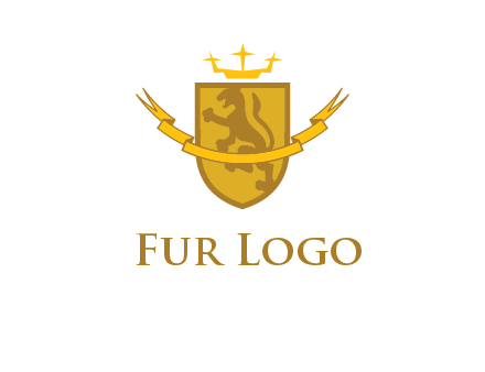 lion on shield with crown in logo