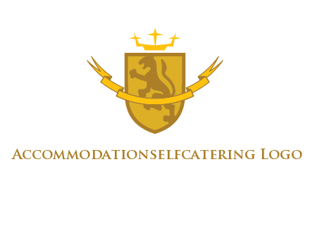 lion on shield with crown in logo