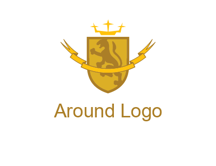 lion on shield with crown in logo