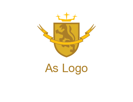 lion on shield with crown in logo