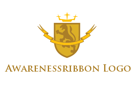 lion on shield with crown in logo