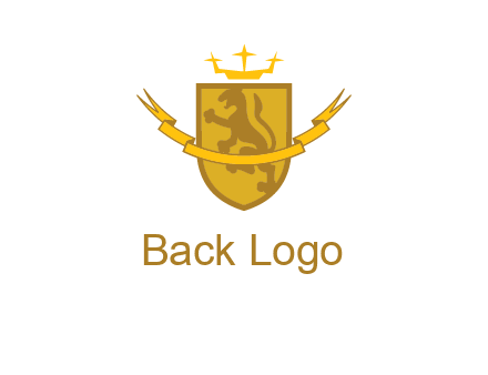 lion on shield with crown in logo