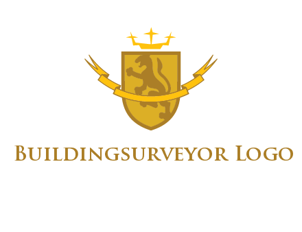 lion on shield with crown in logo