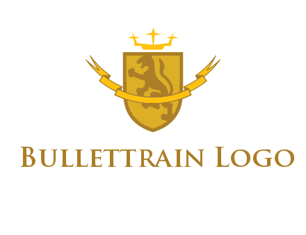 lion on shield with crown in logo