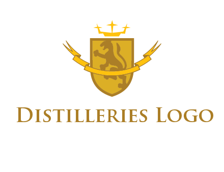 lion on shield with crown in logo