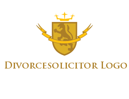 lion on shield with crown in logo