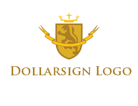 lion on shield with crown in logo