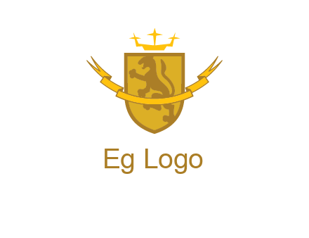 lion on shield with crown in logo