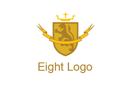 lion on shield with crown in logo