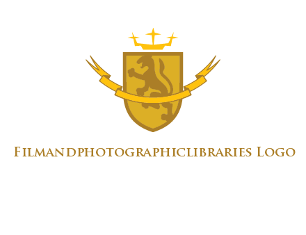 lion on shield with crown in logo