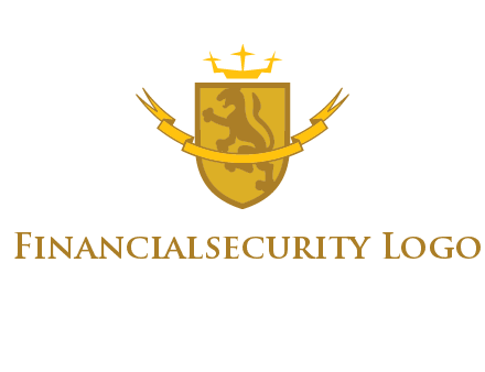 lion on shield with crown in logo