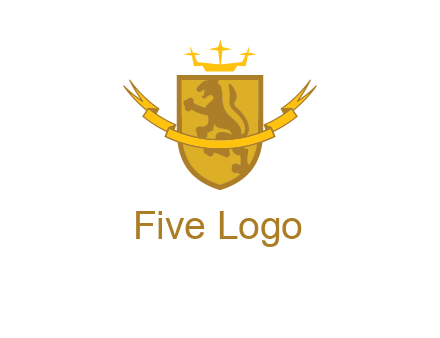 lion on shield with crown in logo