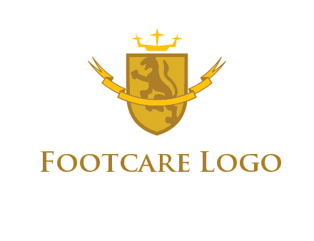 lion on shield with crown in logo