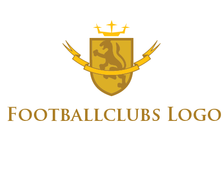 lion on shield with crown in logo
