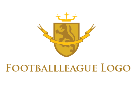 lion on shield with crown in logo