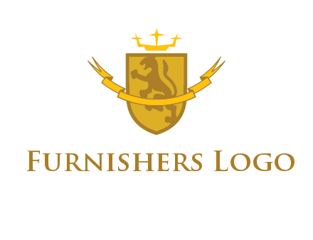 lion on shield with crown in logo