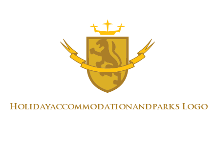 lion on shield with crown in logo