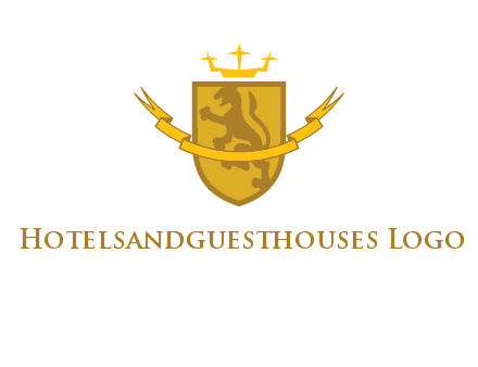 lion on shield with crown in logo