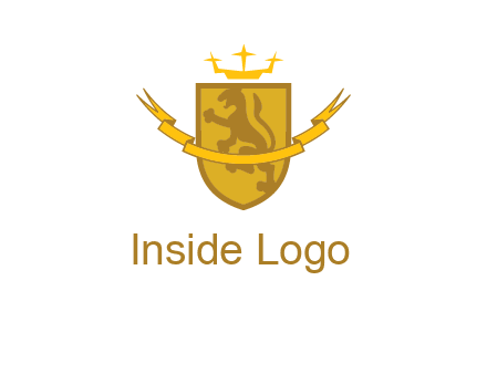 lion on shield with crown in logo
