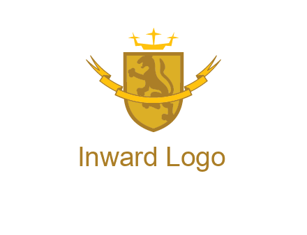 lion on shield with crown in logo