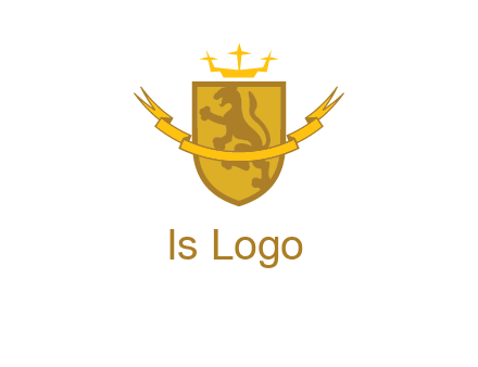 lion on shield with crown in logo