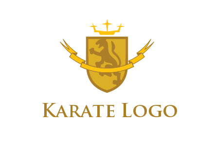 lion on shield with crown in logo