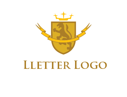 lion on shield with crown in logo