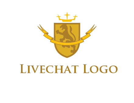 lion on shield with crown in logo