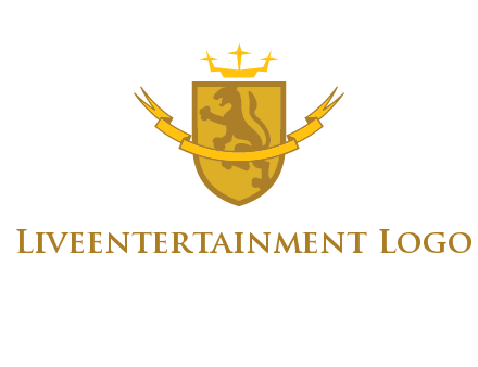 lion on shield with crown in logo