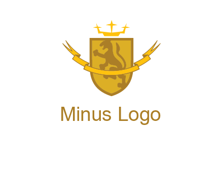 lion on shield with crown in logo
