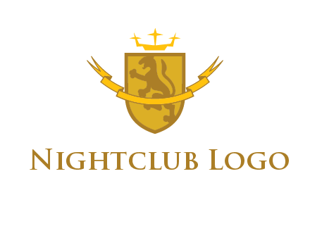 lion on shield with crown in logo