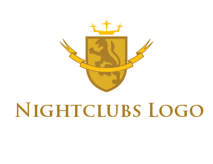 lion on shield with crown in logo