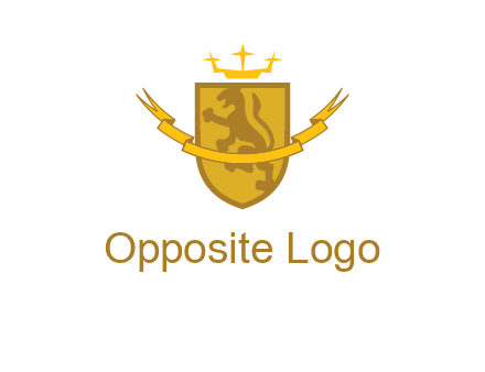 lion on shield with crown in logo