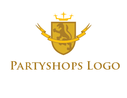 lion on shield with crown in logo