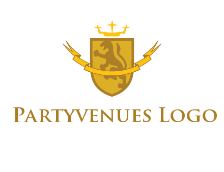 lion on shield with crown in logo