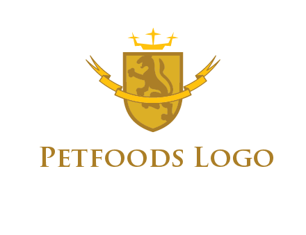 lion on shield with crown in logo