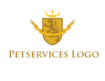 lion on shield with crown in logo