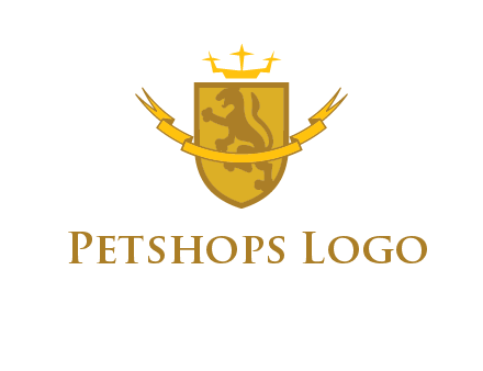 lion on shield with crown in logo