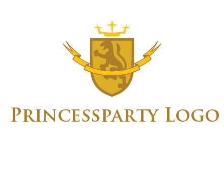 lion on shield with crown in logo