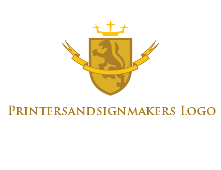 lion on shield with crown in logo