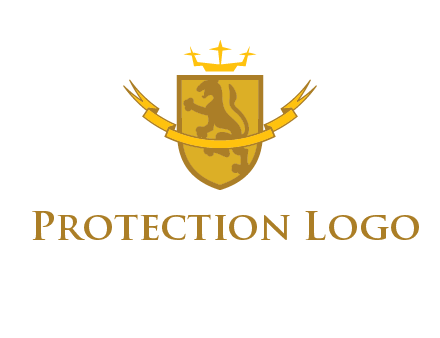 lion on shield with crown in logo