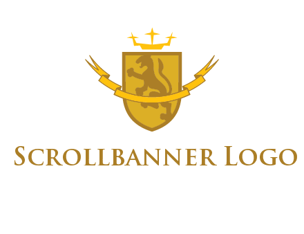 lion on shield with crown in logo