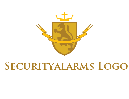 lion on shield with crown in logo