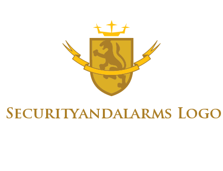 lion on shield with crown in logo