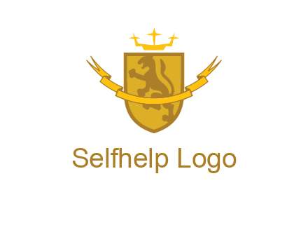 lion on shield with crown in logo