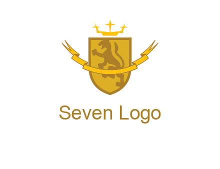 lion on shield with crown in logo