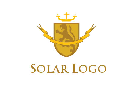 lion on shield with crown in logo