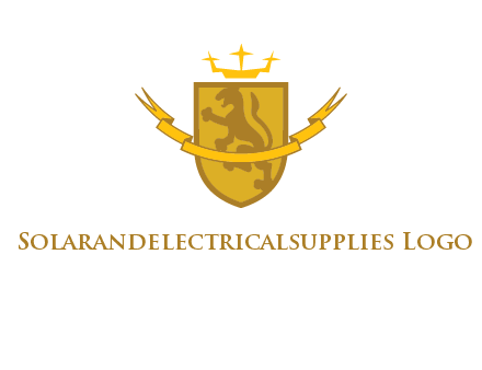 lion on shield with crown in logo