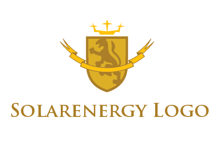 lion on shield with crown in logo