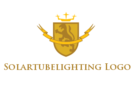 lion on shield with crown in logo